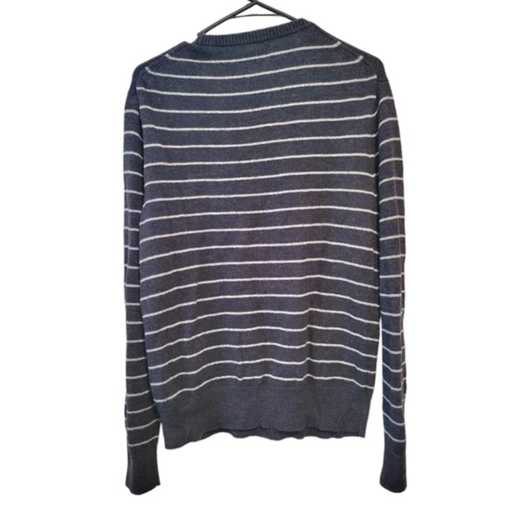 J. Crew Men's Blue & Gray Stripe Wool Blend Sweater Size Medium